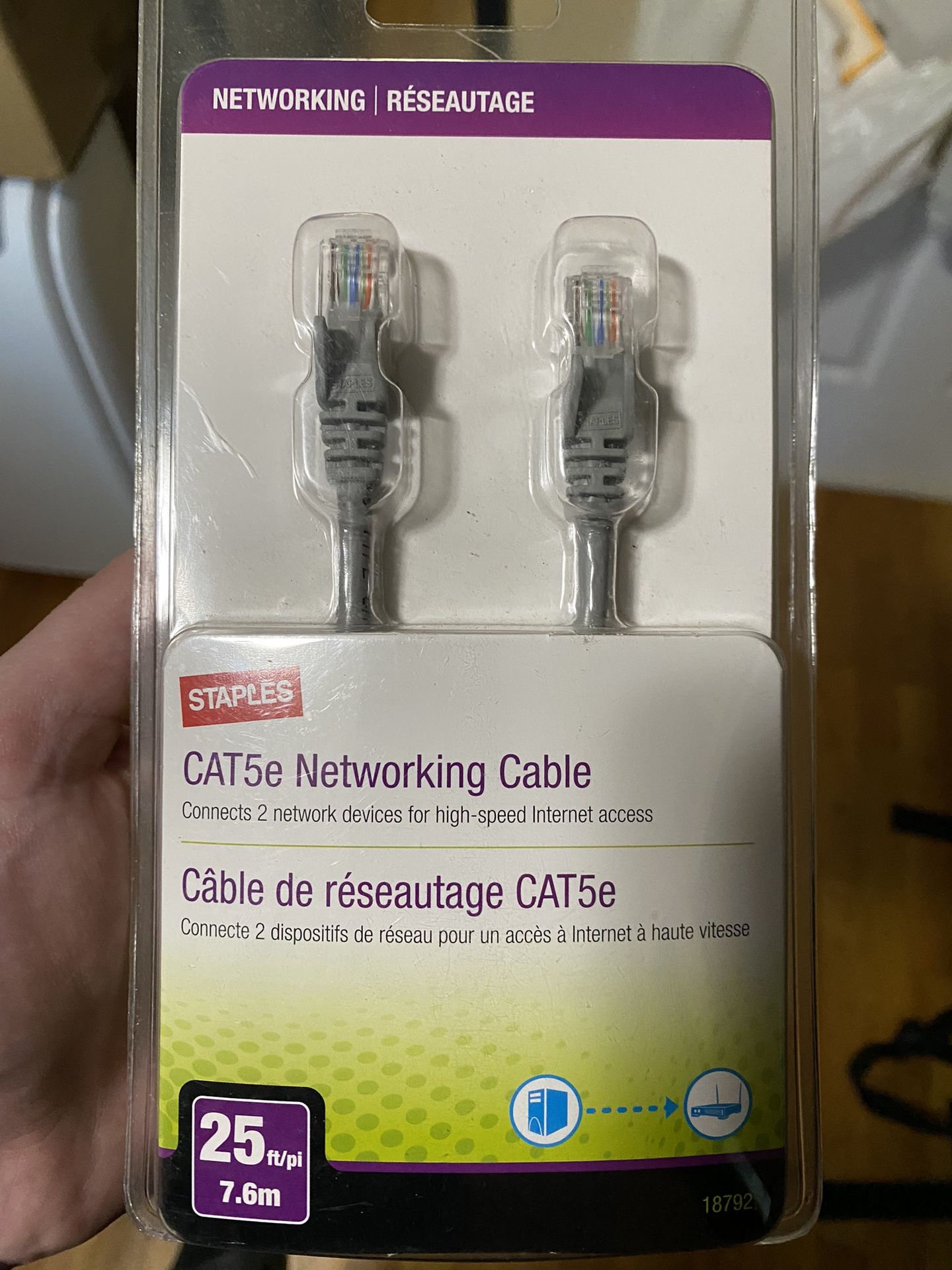 Cables Direct Online Cat5e 25FT Network Ethernet Patch Cable, 350Mhz Internet Wire, Compatible with PC, Laptop, Modem, Router, TVs, Printer Cord, Cons