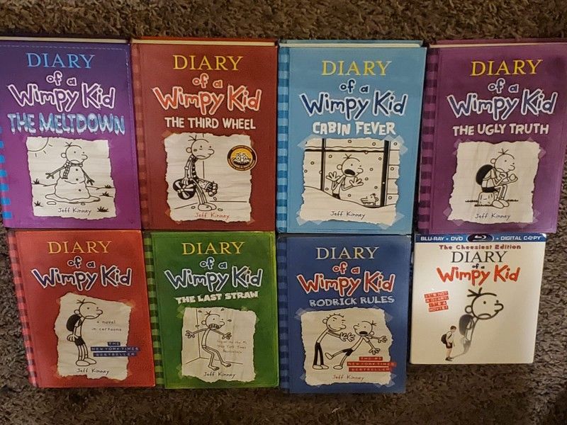 7 dairy Of A Wimpy Kid Books + 1ST D.O.A.W.K MOVIE