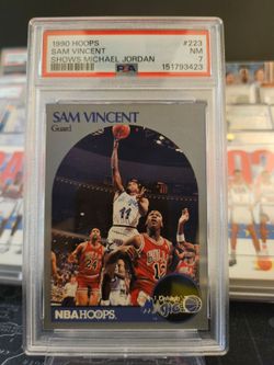 1990 Hoops #223 Sam Vincent - Shows Michael Jordan w/  RARE #12 Jersey