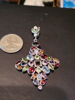 Multi colors gem stone pendent 925