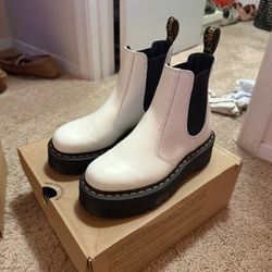 Dr. Martens White Chelsea Platform Boots Size 7
