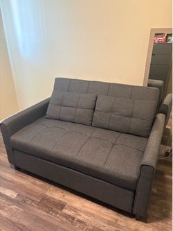 Convertible Sofa Bed, 3 in 1 Sleeper Sofa for Living Room, Dark Gray