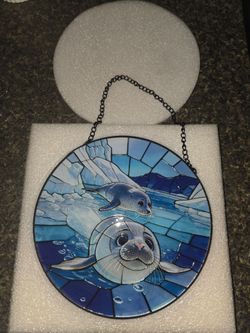 7.8-inch Seal Stained Glass Window Hanging New In Box
