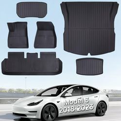 New Wekar Floor Mats for Model 3 2023-2018 - Full Set All Weather TPE Front, Rear, Cargo & Sub-Trunk Mats, 6-Piece Custom Fit