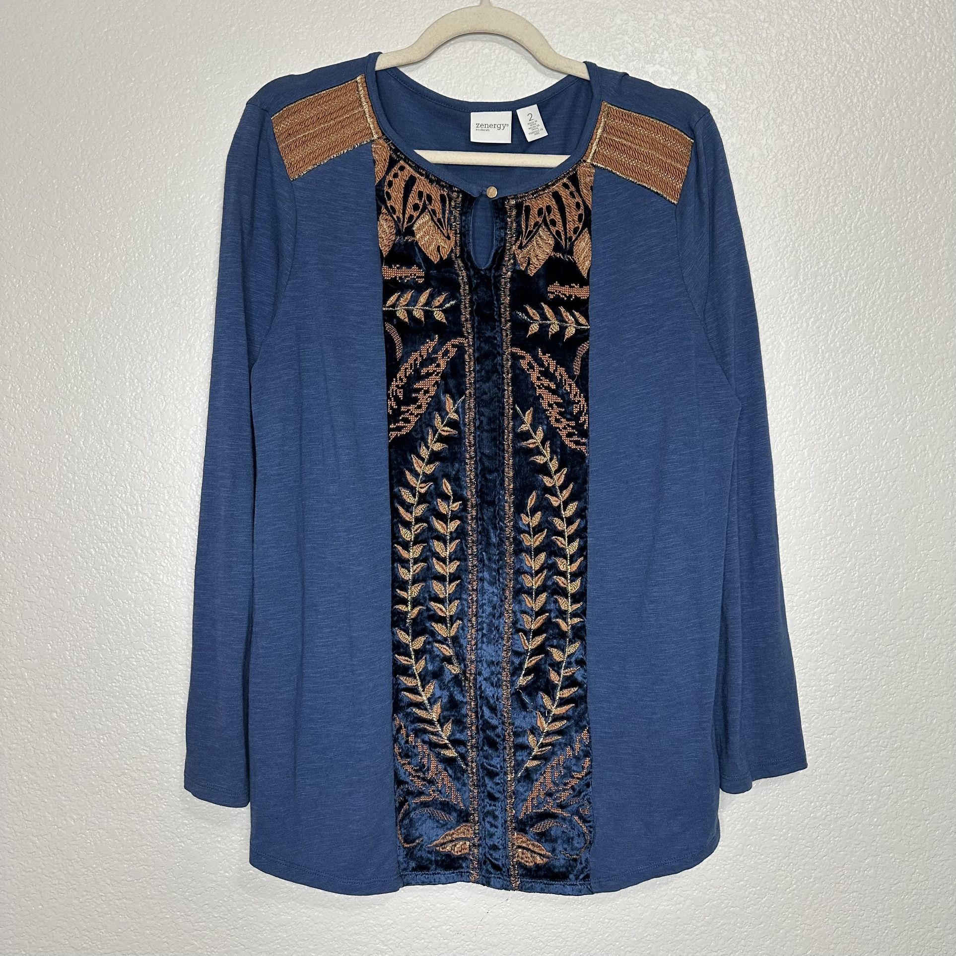 Chico’s Zenergy Pieced Velvet Tunic Top