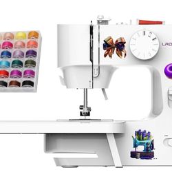 Portable Sewing Machine for Beginners and Kids with 12 Built-in Stitches,Reverse Sewing and Extension Table Mini Sewing Machine Dual Speed for House