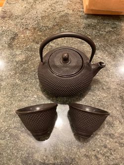 Cast iron tea set with box