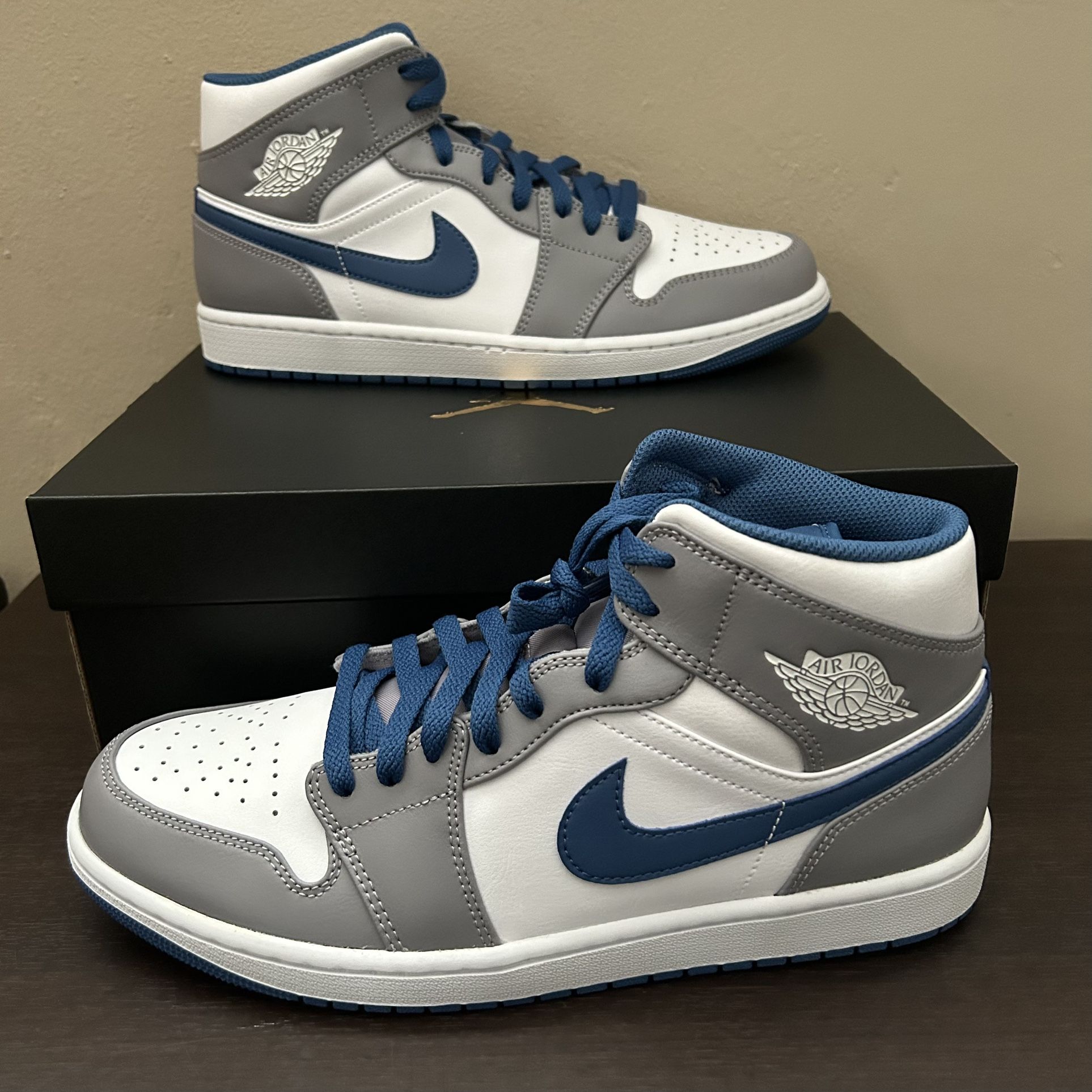 Nike Air Jordan 1 Mid True Blue Grey Gray Mens 11 - DQ8426-014 - LA Dodgers