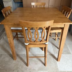 Wood High Top Table & Chairs