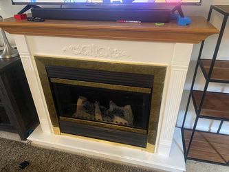 Electric Fireplace with White Mantel