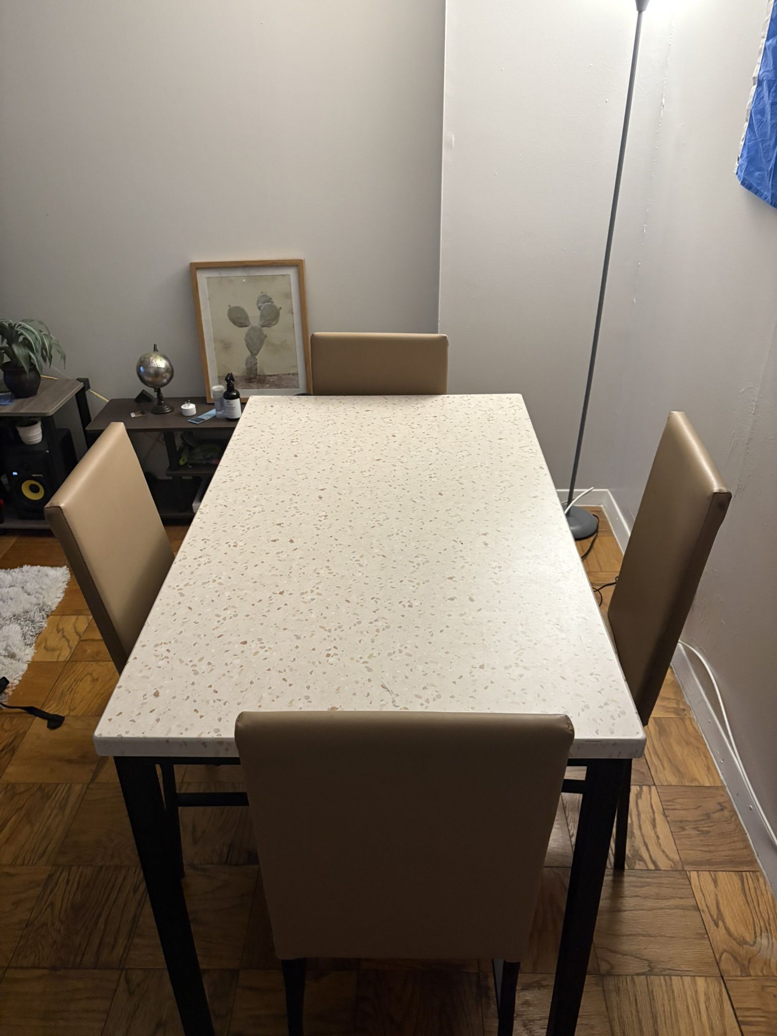 Terrazzo Dining Table with 4 Chairs