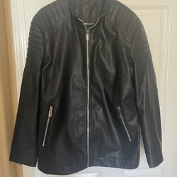 Black Faux Leather Jacket (L)