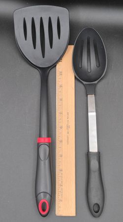 Set of 2 Unbranded Serving Utensils, Spatula & Slotted Spoon
