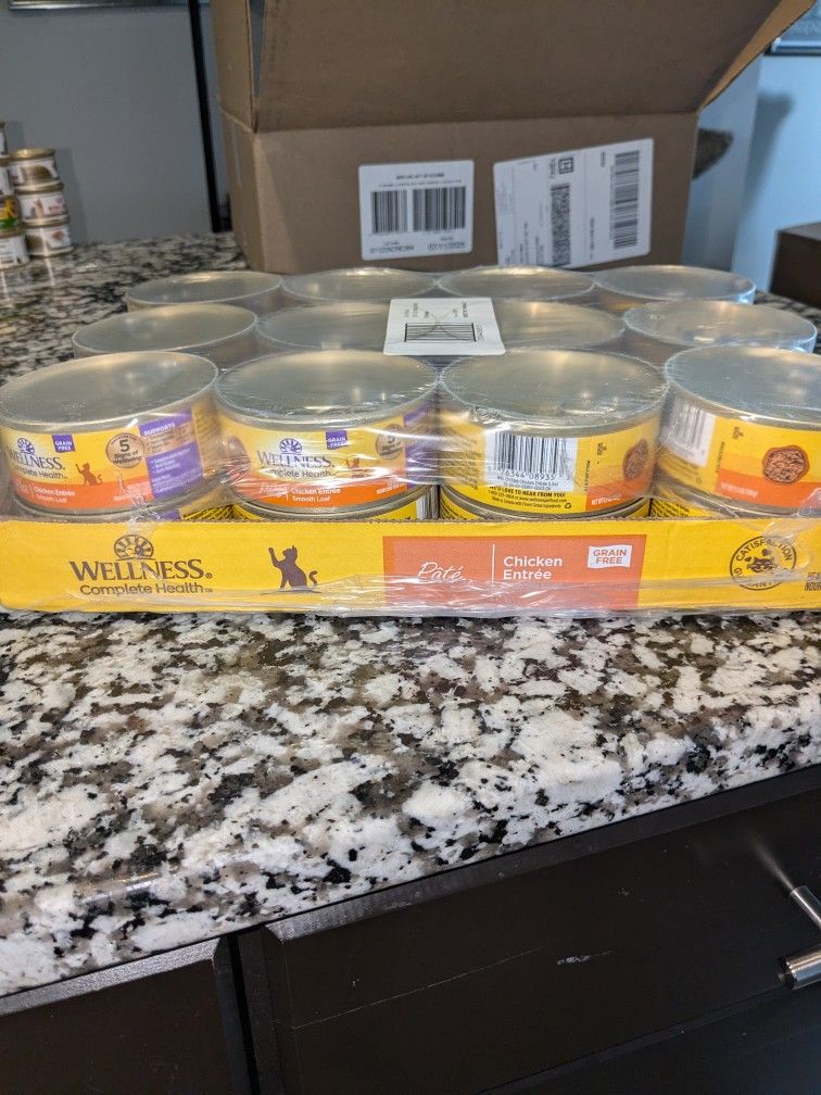 WELLNESS Chicken Pate Cat Food. 54 Cans -5.5 ounce size