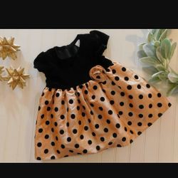 Baby Girls 12M Holiday Party Gold & Black Velour Dress 

