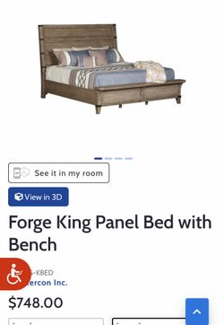 Forge King Panel Bed with Bench