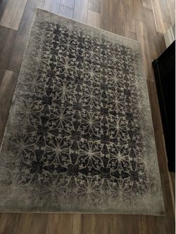 Distressed Vintage-Style Area Rug – Charcoal/Gray Medallion Pattern