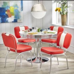 Retro Dining Set With Table 4 Chairs (New)