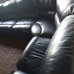 SECTIONAL GENUINE LEATHER RECLINER ELECTRIC BLACK COLOR 🚚💥🚚
