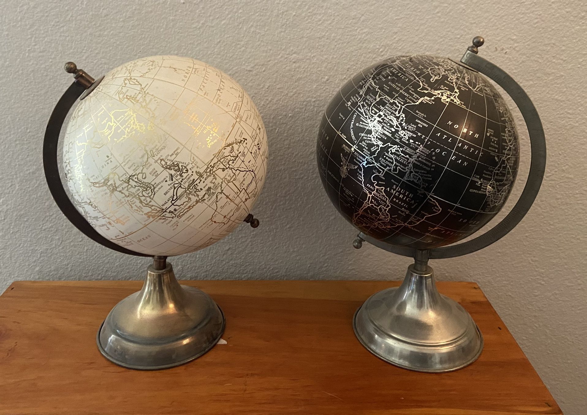Pair of Vintage Look Globes 
