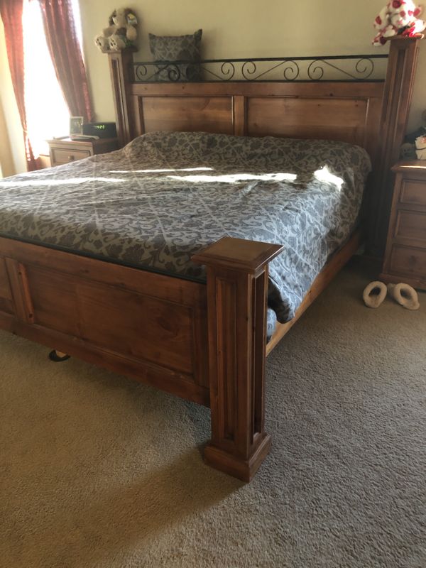 King Bed Frame Head And Foot Board With 2 Night Stands Mattress King Bed Frame Head And Foot Board With 2 Night Stands Mattress Box Spring Included