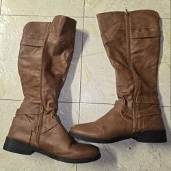Womens Brown Leather Boots Size 11