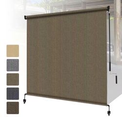 Shade&Beyond Outdoor Roller Shades with Splicing Design, Cordless Patio Roll Up Blinds, Exterior Shade Cloth Roll for Porch, Gazebo,