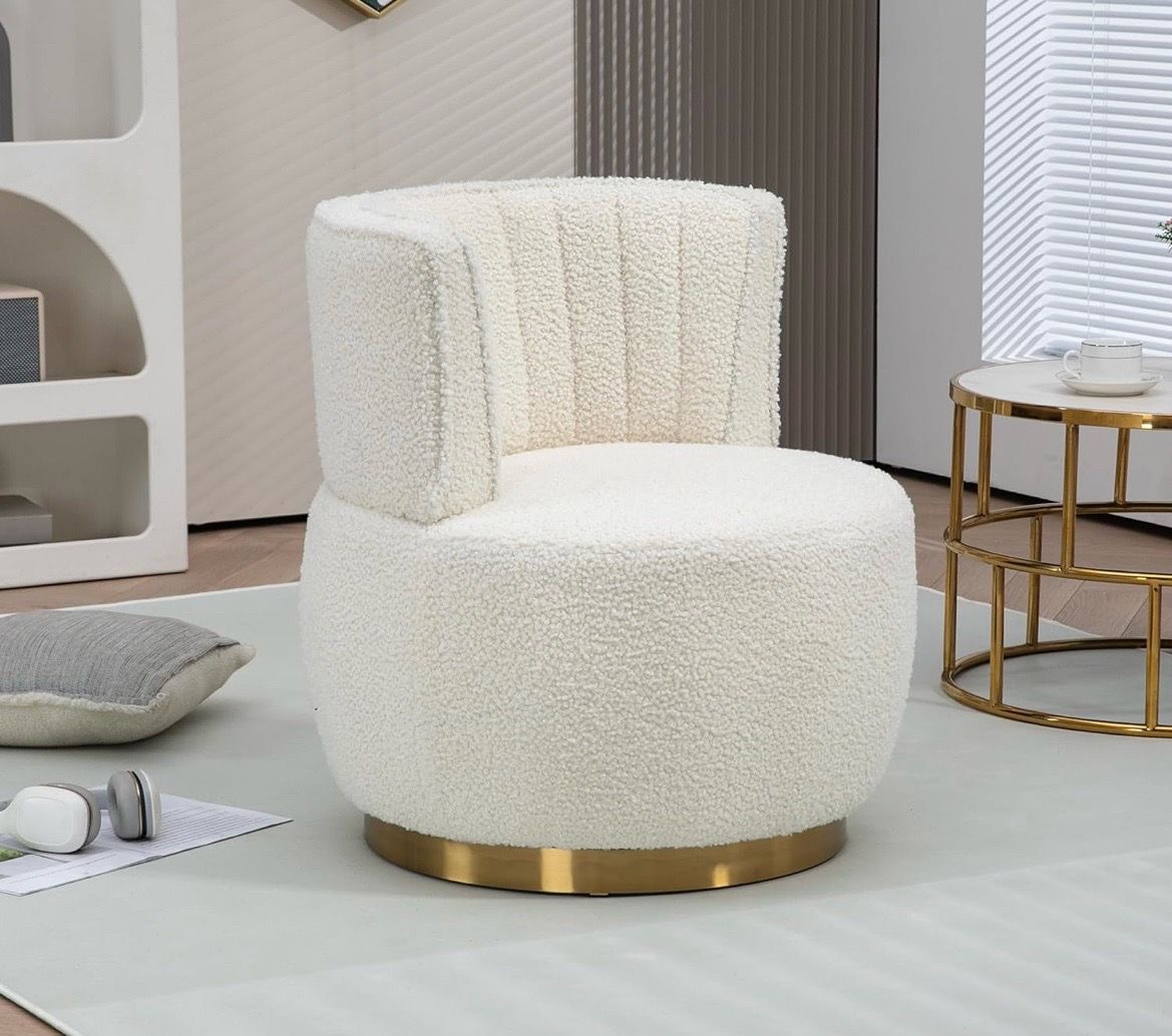 Assembled New Swivel Barrel Accent Chair, 360 Degree Rotating Upholstered Armchair with Velvet Fabric