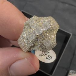 Size 10 Moissonite Ring Gold Over 925 Sterling Silver