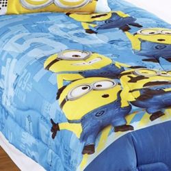 Minion blue & yellow Microfiber Kid's 4-Piece Full Bed Sheet Set
