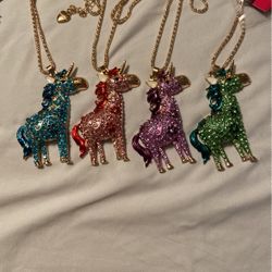 Betsy Johnson crystal unicorn necklaces