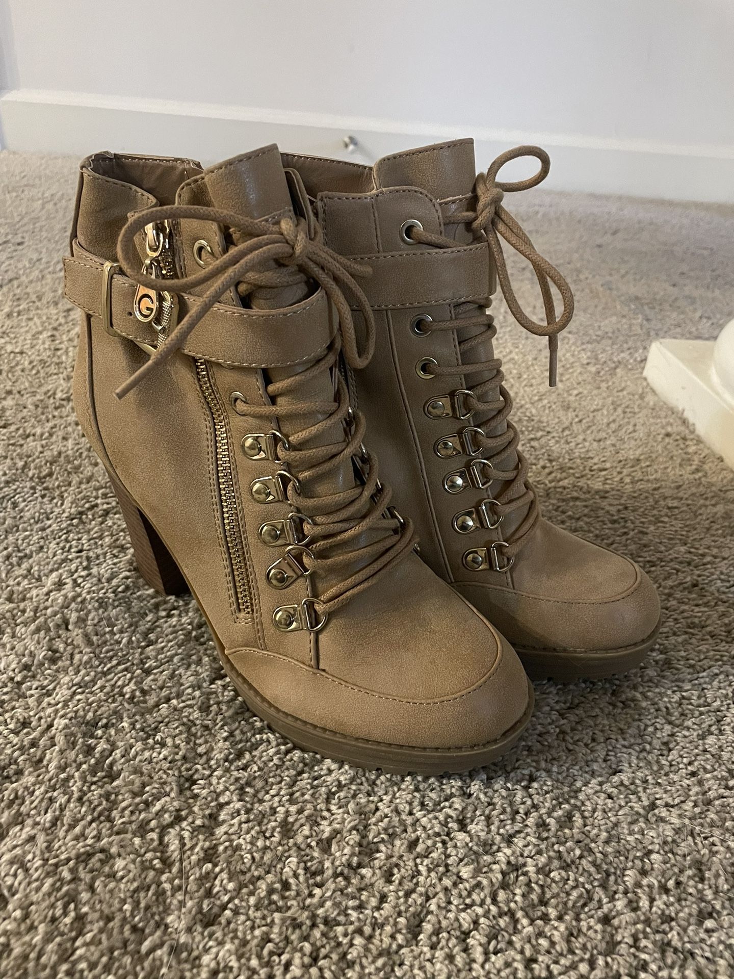 Guess Tan Heel Boots