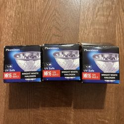 Lot of 3 Phoenimax UV Safe Bright White Halogen Bulbs
