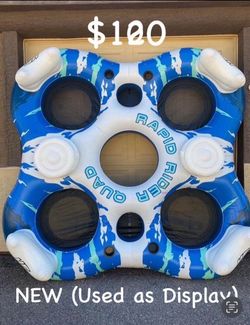 NEW Quad Inflatable Island Float / River Tubes with 2 Built-in Coolers / 4-person River Tubes