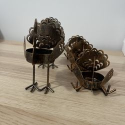 Metal Turkey Candle Holders 