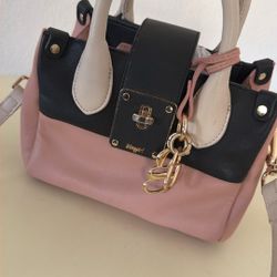 Italian Handbag Rose Black Cream