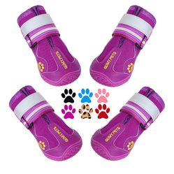 QUMY - Zapatos para perros , botas medianas para perros y protectores de patas para días de nieve en invierno, pavimentos calientes en verano, 