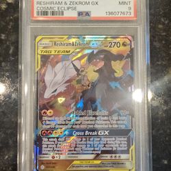 2019 POKEMON SUN & MOON RESHIRAM & ZEKROM GX COSMIC ECLIPSE PSA 10
