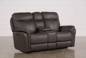 Bowie Leather 75" Power Reclining Loveseat with Storage Console, Power Headrest & USB