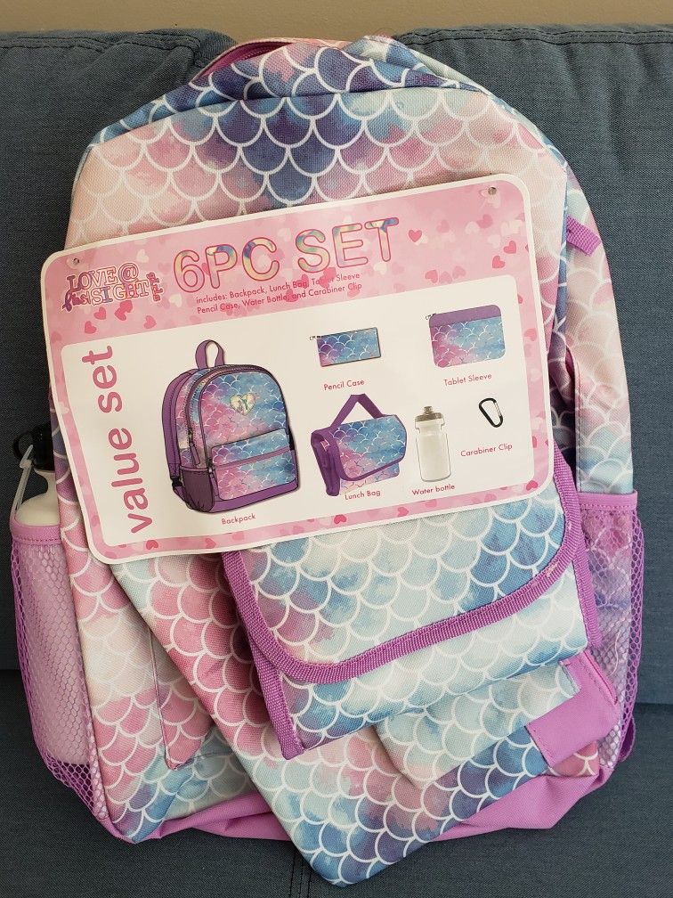 NEW Girl’s Backpack Set -- Mermaid