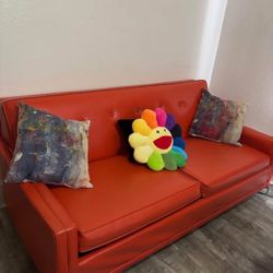 Vintage 1970's MCM Burnt Orange Sleeper Sofa