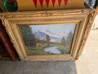 Antique oil painting with awesome frame