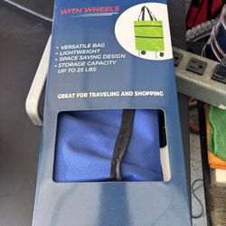 Brand New Blue Fordable Shopping Bag with Wheels 