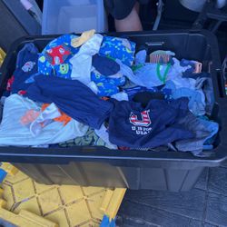 2 Containers Full Of Baby Boy Clothes 