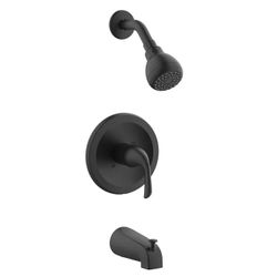Project Source Dover 1-Handle Bathtub & Shower Faucet With Valve - Matte Black