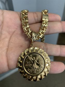 14k Gold Filled Chino Link Chain With Centenario for Sale in