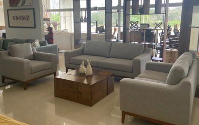 Gray Fabric Living Room Sofa Set