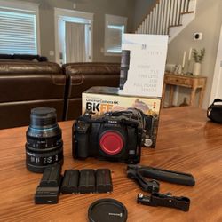 Blackmagic Cinema Camera 6K Full Frame L Mount with Full Cage And 65 mm Lens