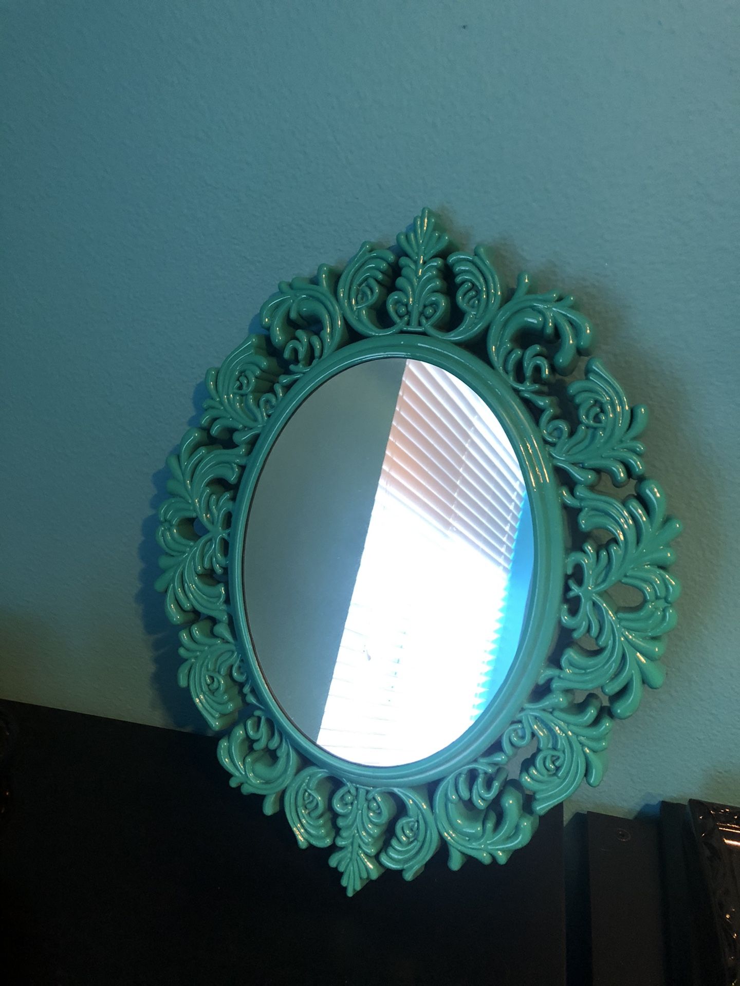 Teal wall mirror