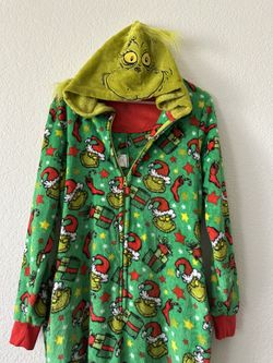 Grinch Christmas PJ Onesie Holiday Warm Fuzzy Adult💚 ❤️🎄